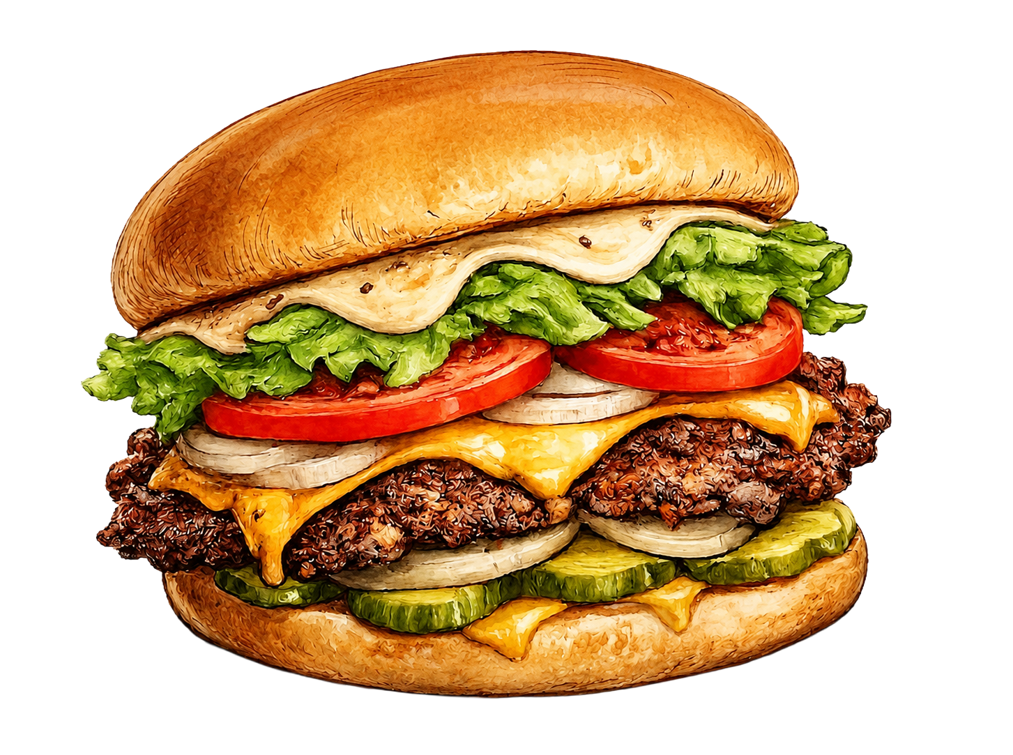 Smashed Burger Illustration